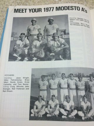 Vintage 1977 Minor ' s MODESTO A ' S Program Rickey Henderson team photo Mays pic 7