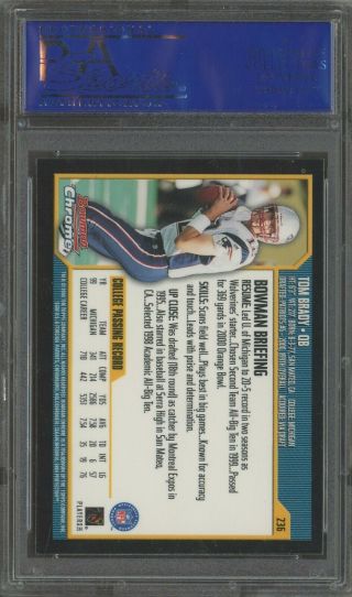 2000 Bowman Chrome 236 Tom Brady Patriots RC Rookie PSA 10 HOT CARD 2