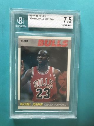 1987 - 88 Fleer Michael Jordan 59 2nd Year Card Beckett 7.  5 Near,