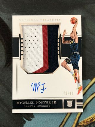 18 - 19 National Treasures Michael Porter Jr.  Rookie Patch Auto Rpa 76/99 Nuggets