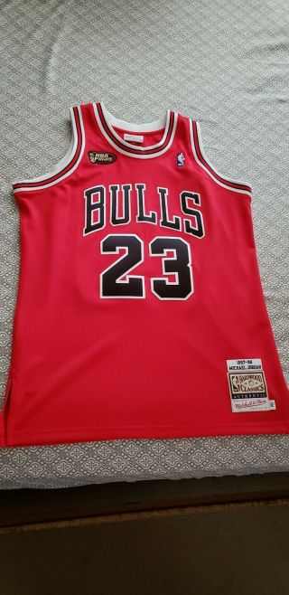 100 Authentic Michael Jordan Mitchell Ness 97 98 Finals Bulls Jersey Size 44 L