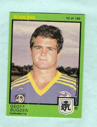 1982 Parramatta Eels Scanlens Rugby League Card 10 Geoff Bugden