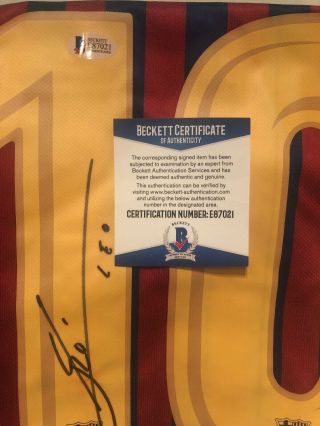 Barcelona Lionel Messi Signed Autographed Soccer Jersey Leo - Beckett Bas