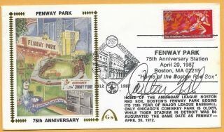 Carlton Fisk Fenway Park 75th Signed Gateway Stamp Envelope Boston Postmark