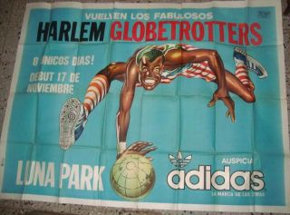 1978 Harlem Globetrotters Street Poster Argentina Luna Park Adidas Advertising