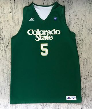Colorado State University Csu Rams Reversible Basketball Jersey 5 L Green White
