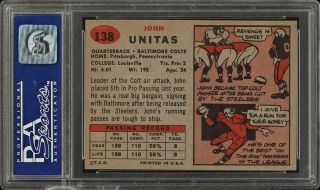 1957 Topps Football Johnny Unitas ROOKIE RC 138 PSA 8 NM - MT (PWCC) 2