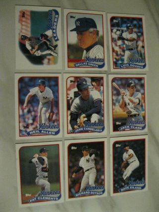 1989 Topps Yankees Complete Team Set: W/traded - 49 Cards,  Nrmt - Deion Rc,  Rickey