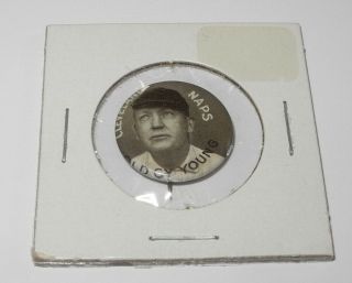 1910 - 12 Sweet Caporal Baseball Pin Button Old Cy Young Cleveland Large Letters
