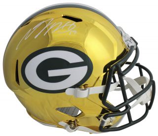 Packers Davante Adams Signed Chrome Full Size Riddell Speed Rep Helmet Jsa