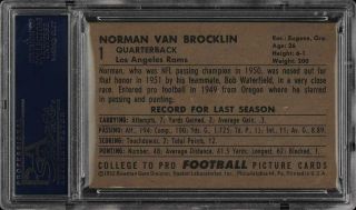 1952 Bowman Large Norm Van Brocklin SHORT PRINT 1 PSA 8 NM - MT (PWCC) 2