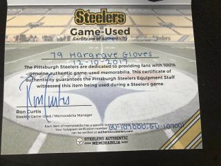 Javon Hargrove 2017 Signed Game Gloves Proof Pittsburgh Steelers Authentic 2