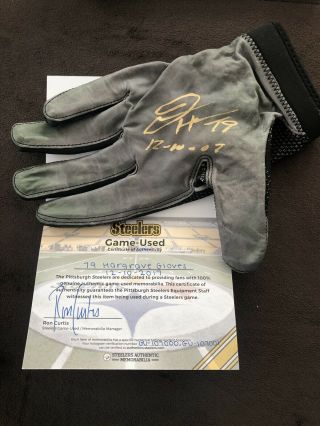 Javon Hargrove 2017 Signed Game Gloves Proof Pittsburgh Steelers Authentic 3
