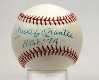 Mickey Mantle Signed Autographed Baseball Hof 74 Oal Ball Beckett Bas A67555