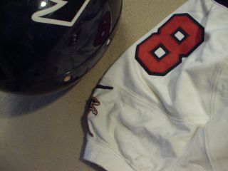 Atlanta Falcons game helmet,  jersey,  Travis Hall 8