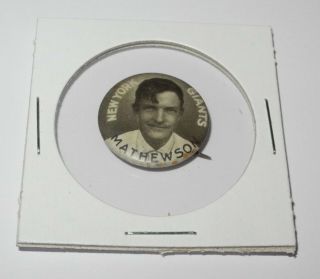 1910 - 12 Sweet Caporal Baseball Pin Button Christy Mathewson Giants Large Letters