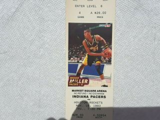 Indiana Pacers vs.  Houston Rockets full ticket 1993 photo Reggie Miller 3