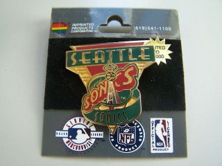 Nba Seattle Supersonics Sonics Pin Space Needle Oop 1996 Limited Edition 10,  000