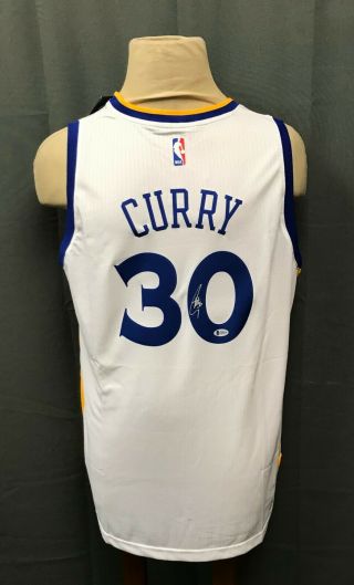 Stephen Curry 30 Signed Warriors Jersey Auto Sz Xl Adidas Beckett Bas