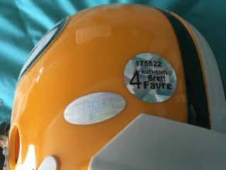 Bart Starr,  Brett Favre,  Aaron Rodgers Signed Packers Mini Helmet 4