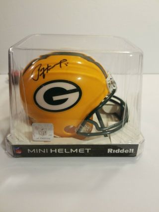 Paul Horning Signed Green Bay Packers Mini Helmet Hof 86 Leaf