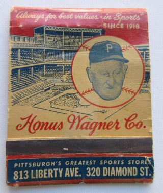 Antique 1940s Honus Wagner Co Pittsburgh Pa Sporting Goods Large Matchbook