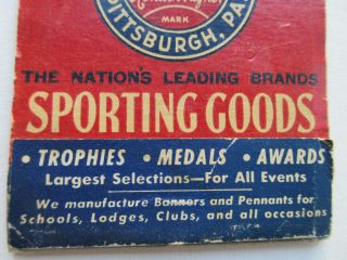 antique 1940s HONUS WAGNER CO PITTSBURGH PA SPORTING GOODS LARGE MATCHBOOK 6