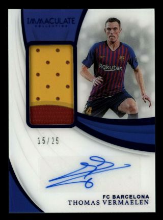 2018 - 19 Immaculate Soccer Thomas Vermaelen Autograph Auto Patch 15/25 Barcelona