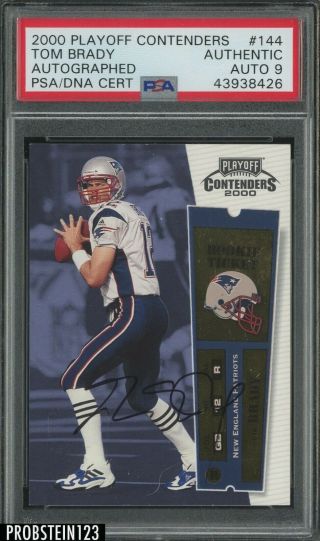 2000 Playoff Contenders Tom Brady Rookie Ticket Signed Authentic Auto Psa/dna 9