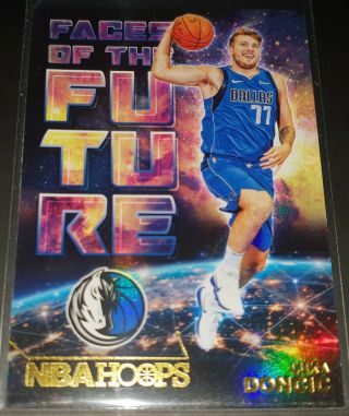 Luka Doncic 2018 - 19 Panini Hoops Faces Of The Future Holo Parallel Rookie Card