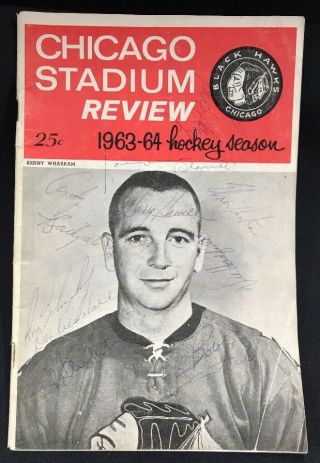 1963 - 64 Rangers & Blackhawks Multi Signed Hockey Program Howell Plante Hull Jsa