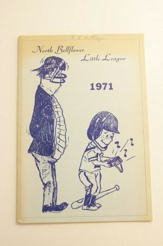 North Bellflower Little League 1971 Vintage Baseball Program Schedule Ads