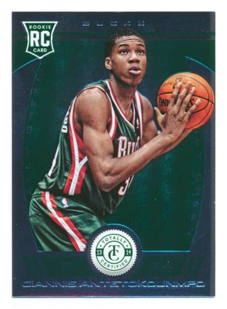 2013 - 14 Totally Certified Giannis Antetokounmpo Rc Green Emerald Rookie 1/5 1/1