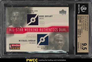 2003 Ud All - Star Weekend Michael Jordan Kobe Bryant Patch Bgs 9.  5 Gem Mt (pwcc)