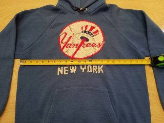 Vintage MLB York Yankees Cross Stitch Hoodie Sweatshirt USA Size LARGE 4