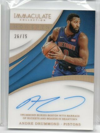 Andre Drummond 2017 - 18 Panini Immaculate Moments Autograph Auto /75