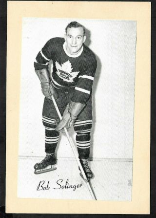 1945 - 64 Beehive Group Ii Nhl Hockey: Bob Solinger,  Toronto Maple Leafs,  Nrmt
