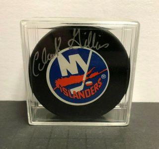 Clark Gillies Ny Islanders Signed Autographed Nhl Hockey Puck With Case &