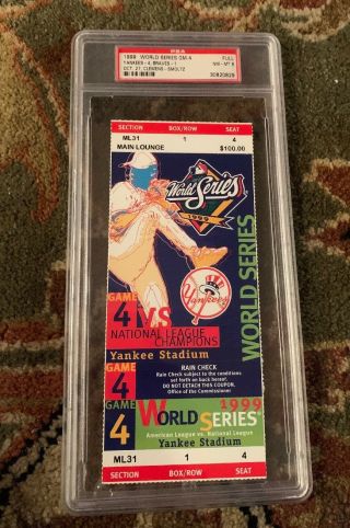 1999 World Series Game 4 Full Ticket Clincher Psa 8 Yankees Win 25th Title