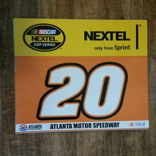 Tony Stewart 20 Nascar Raceused Pit Garage Board Sign Atlanta Speedway Nextel