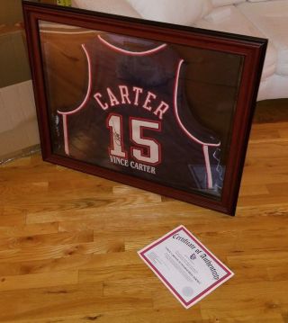 Authentic Vince Carter 15 Autographed Signed Nba Jersey Nets Framed