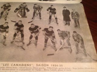 MONTREAL CANADIENS 1934 - 35 NHL HOCKEY TEAM PHOTO NEWSY LALONDE AURELE JOLIAT 3