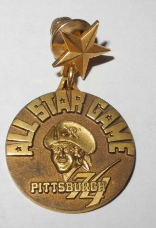 1974 Baseball Pittsburgh Pirates All Star Game Media Press Pin Button Balfour