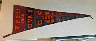 Antique 1923 Virginia Polytechnic Institute Vpi Vs.  Uva Football Scores Pennant