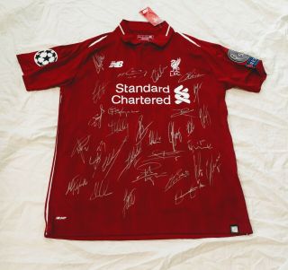 2018/19 Liverpool Fc Team Signed Soccer Jersey W/proof Salah Klopp Champions Lg
