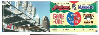 1994 Inaugural Game At Jacobs Field Ticket Stub Cleveland Indians Seattle Marine