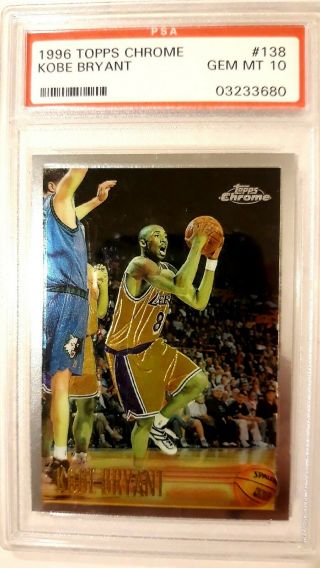 1996 Topps Chrome Kobe Bryant Psa 10 138 Basketball Card