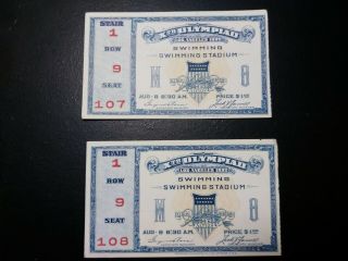 1932 Los Angeles Summer Olympic Games Swimming Tickets (2)