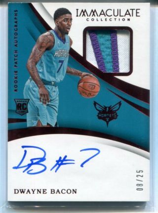 2017 - 18 Panini Immaculate Rc 113 Dwayne Bacon Red Patch Auto Autograph 08/25 3c