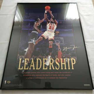 1996 Michael Jordan " Leadership " Lithograph In Frame Limited Edition